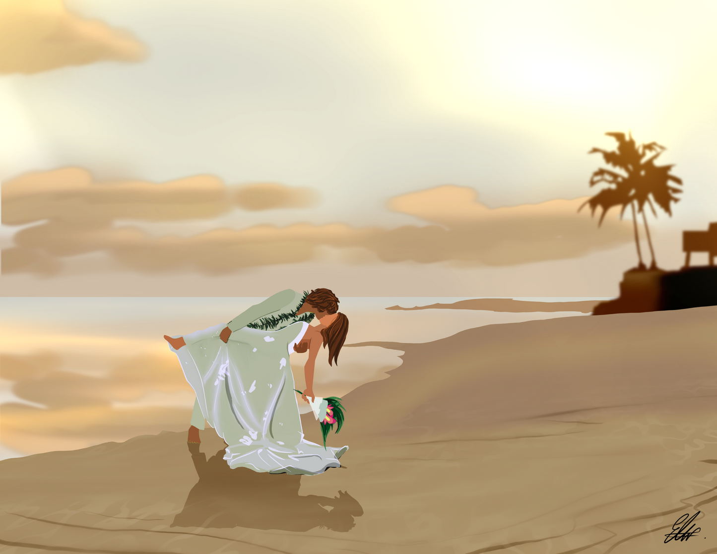 Outrigger Sunset - custom artwork