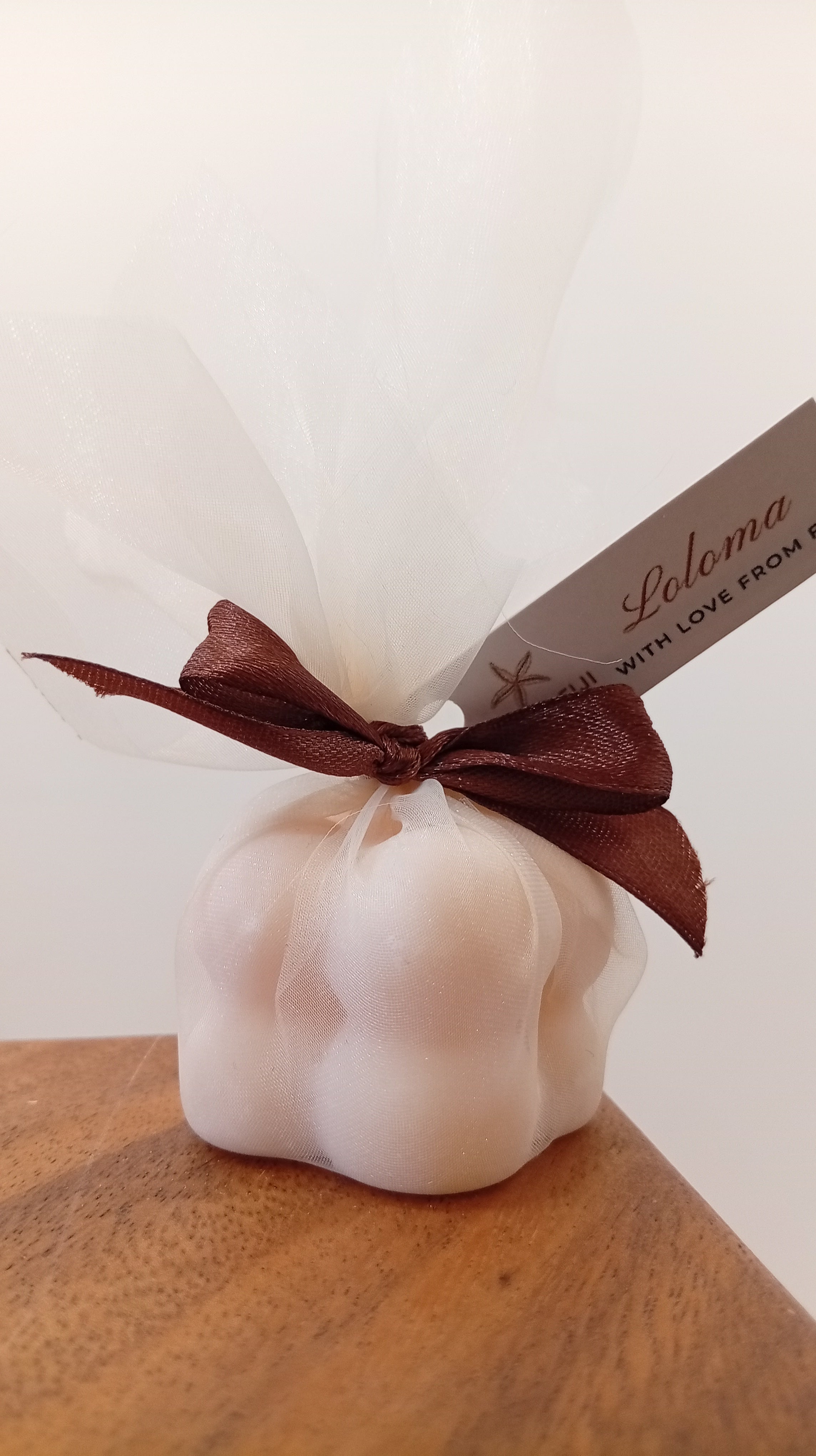 Mini bubble candle wedding favour - organza