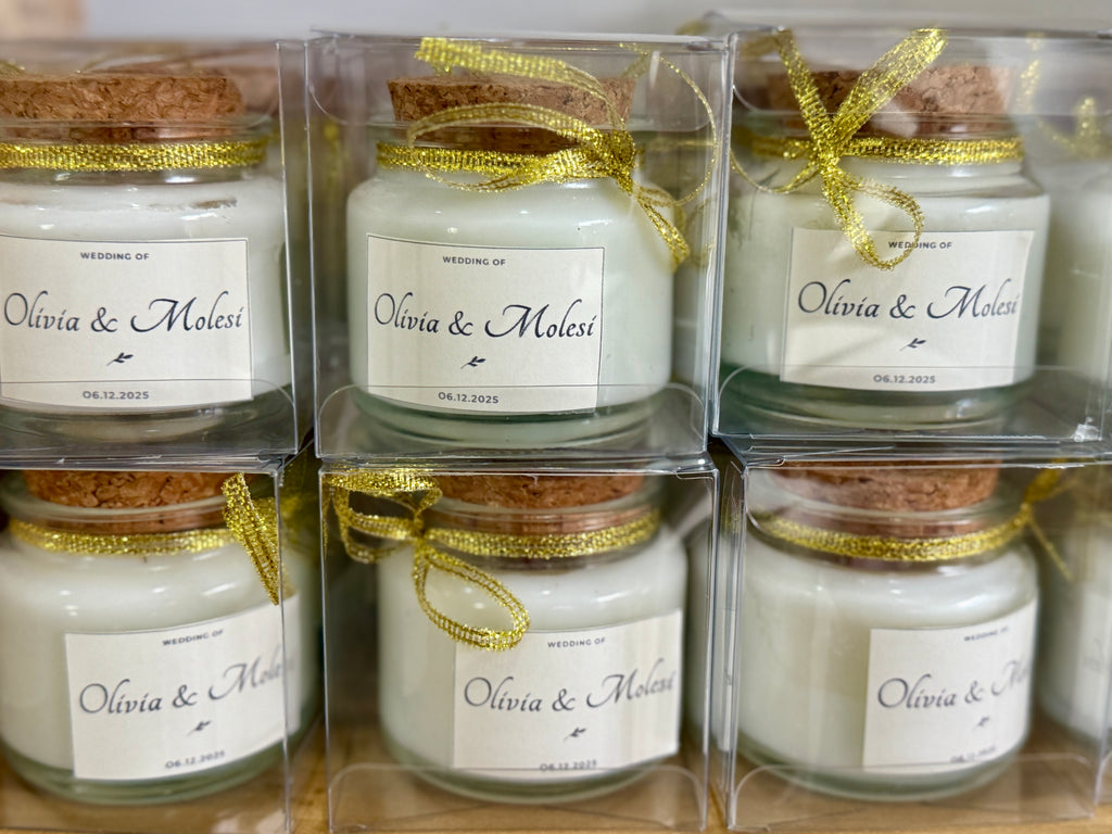 Soy candle wedding favour