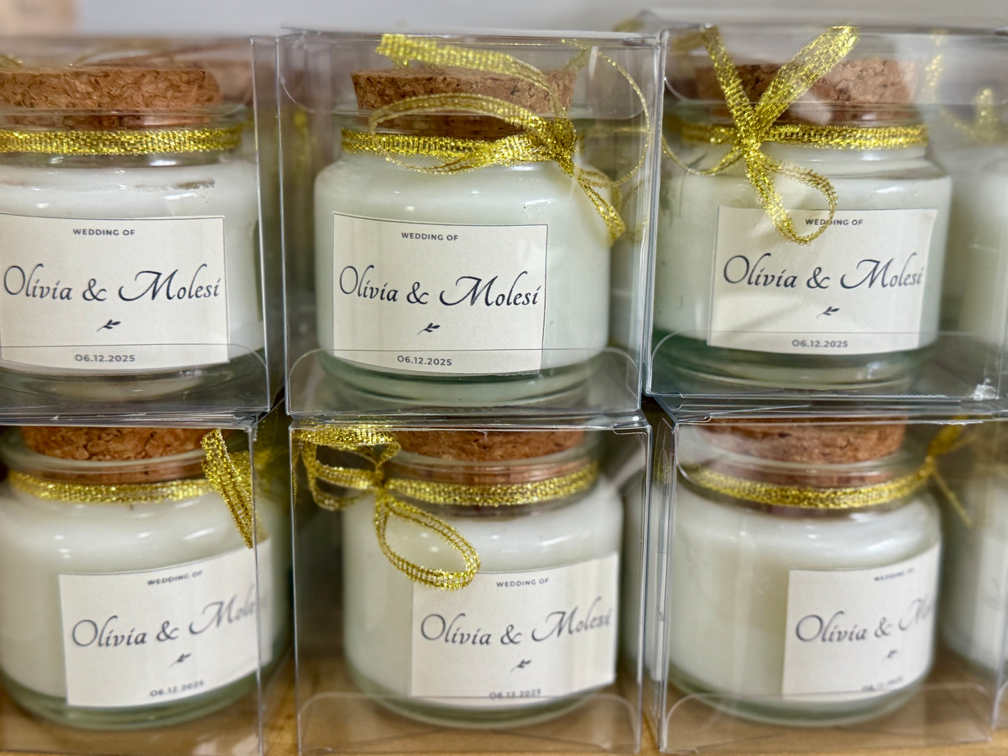 CUSTOM wedding favour soy candle