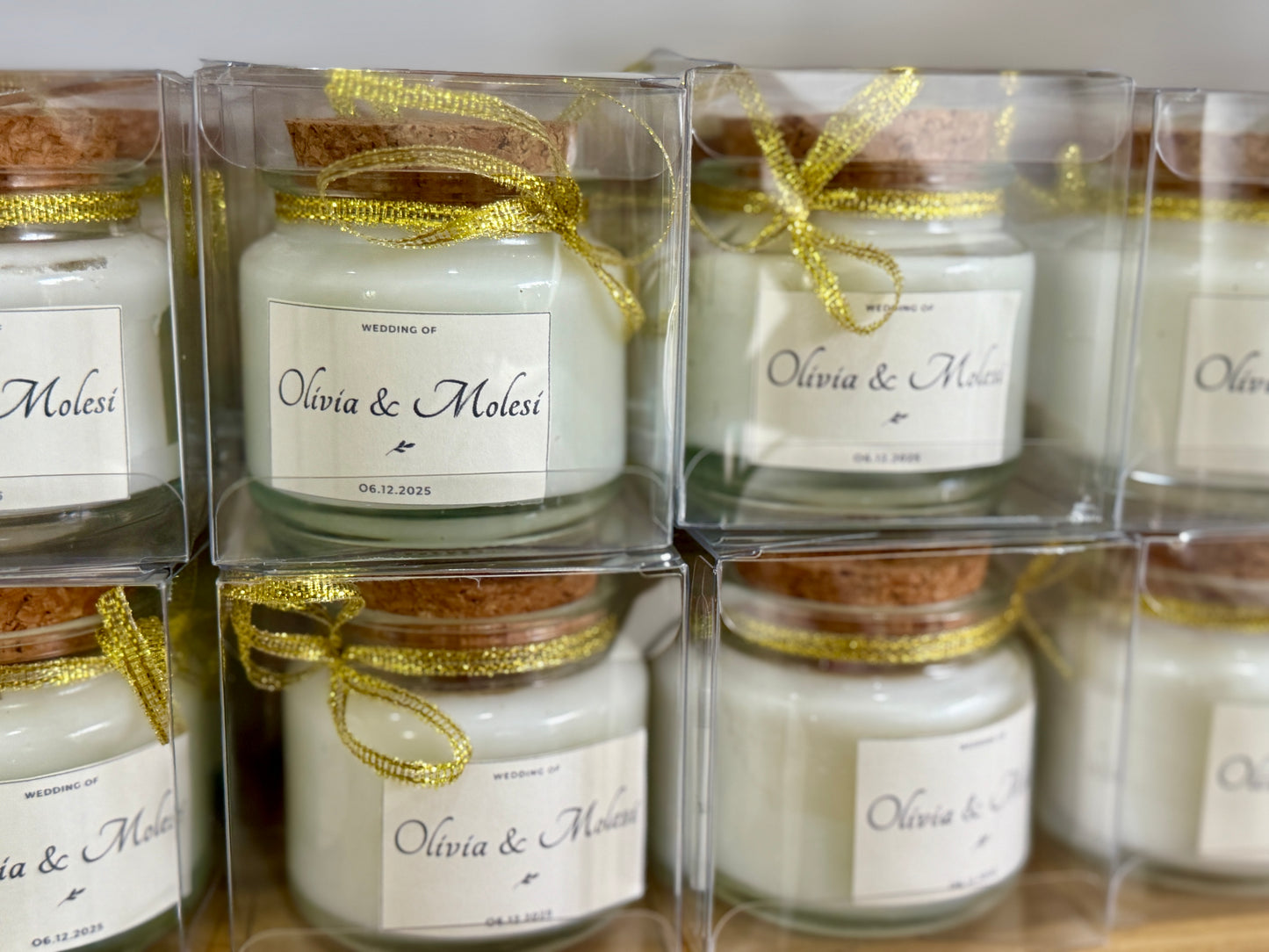 CUSTOM wedding favour soy candle