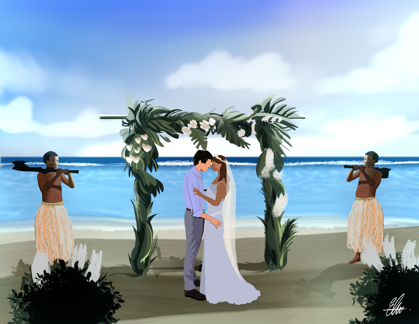 Outrigger Fiji beachfront - custom artwork