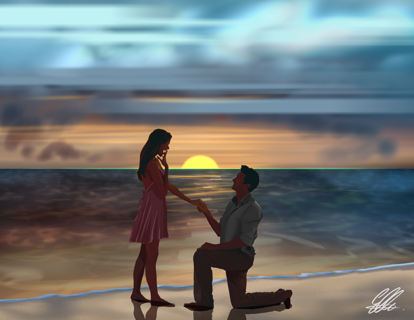Fiji beach engagement/proposal - custom artwork