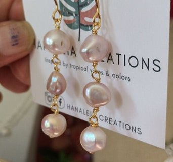 Hanaleia Creations Triple Pearl Earrings