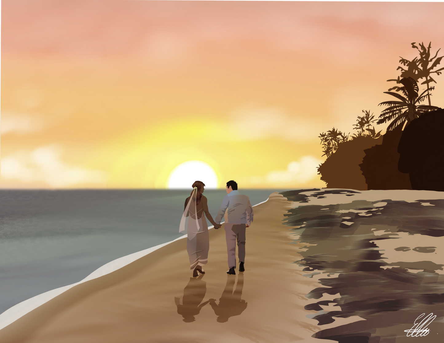Shangri La Beach sunset - custom artwork