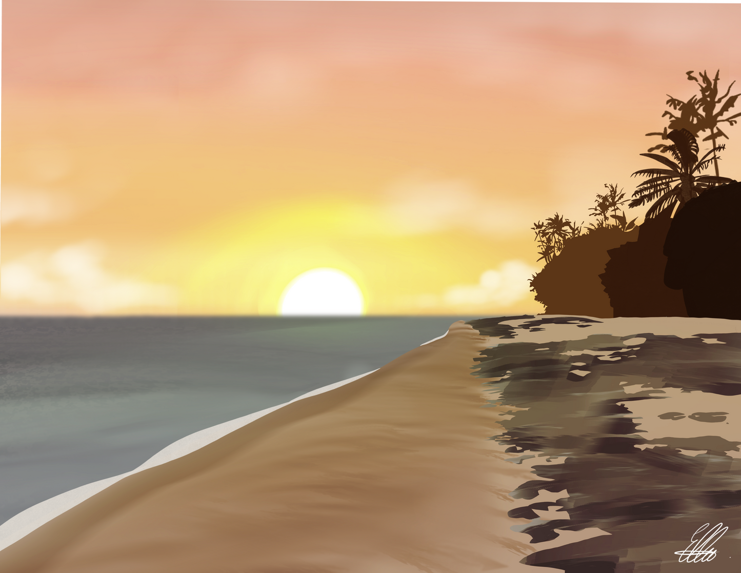 Shangri La Beach sunset - custom artwork