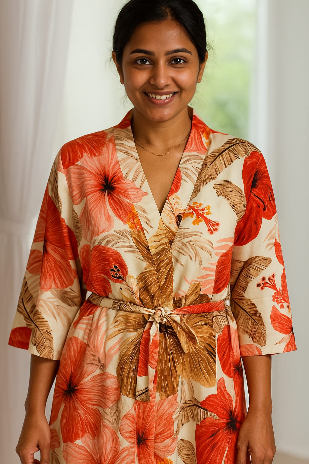 Tropical bridal party robes